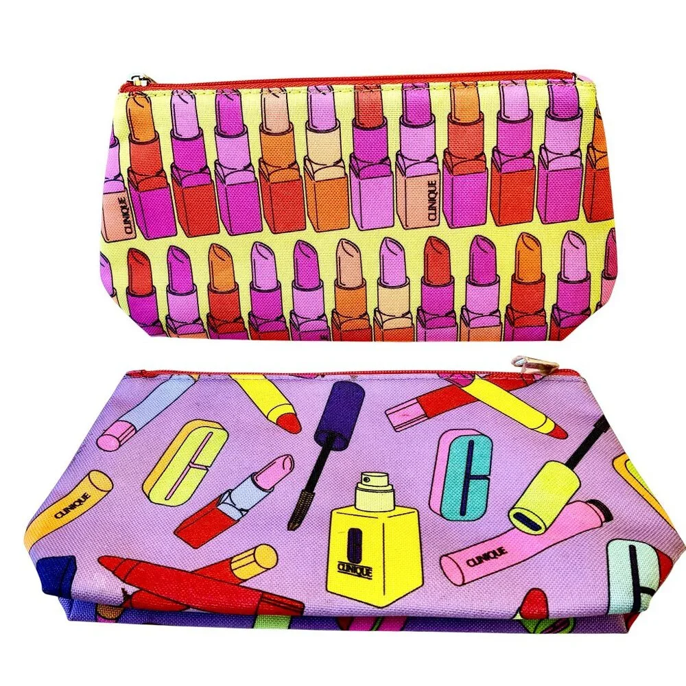 CLINIQUE Makeup Bag Zipper Pouch Lot of 2 Bags New